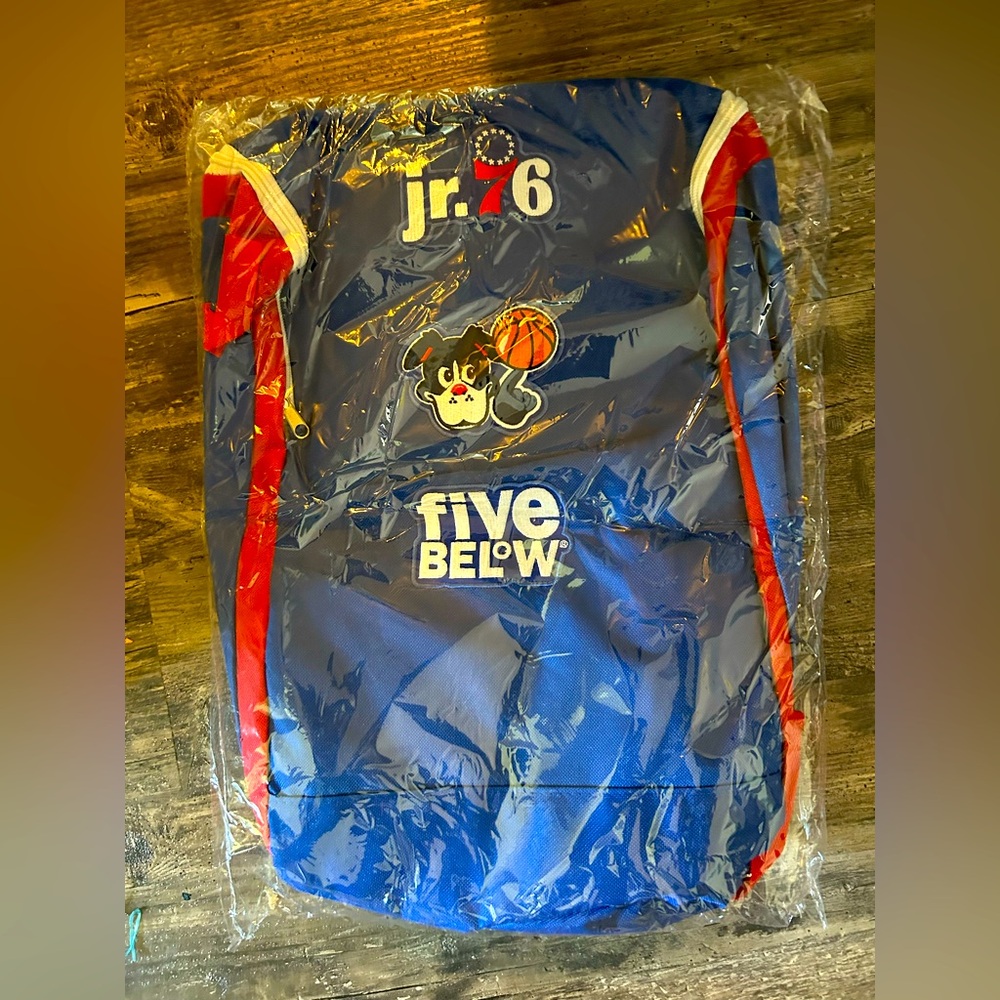 Blue and Red Jr.76ers Backpack with Graphics